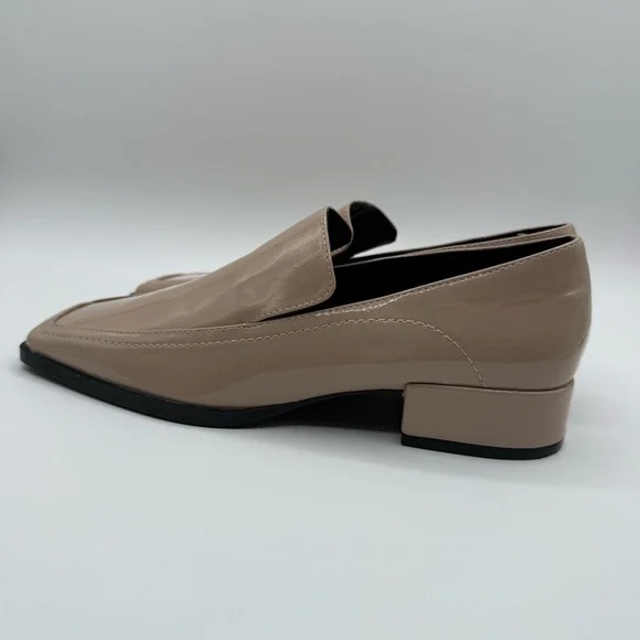 Zara Taupe Patent Loafers Women’s Square Toe Low Heel Slip On Shoes Size 6.5 US - Picture 4 of 16